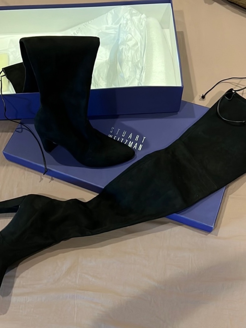 Stuart Weitzman Black Suede Over-the-Knee Boots